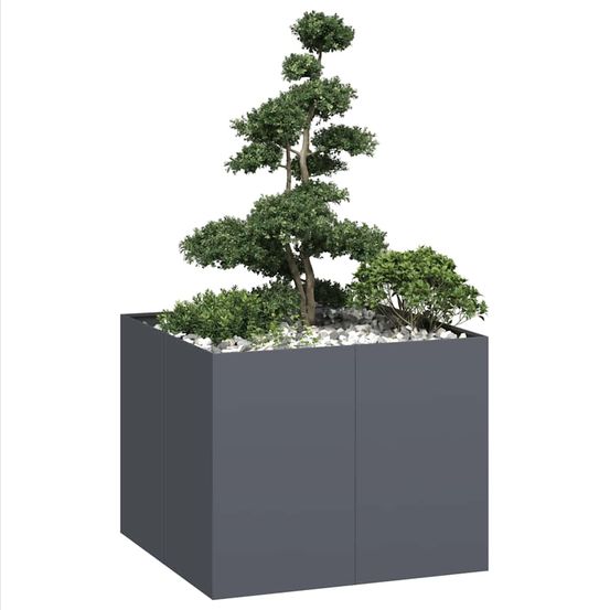 Très haut potager carré acier anthracite jardin 100x100x80 cm