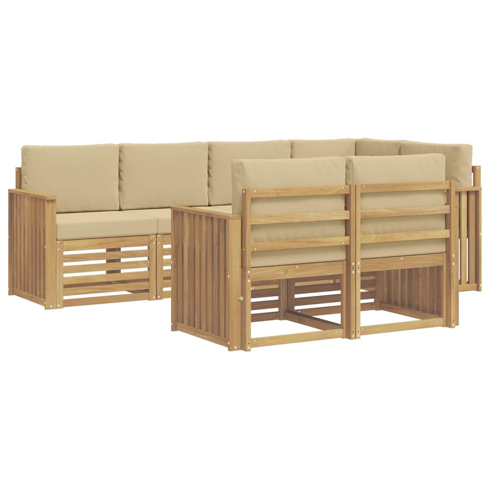Ensemble de canapés d'extérieur 7 pc blanc et beige polyester
