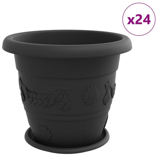 Pots de plantes 24 pc noir ø 39 x 32 cm plastique
