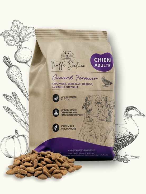 Croquettes chien adulte - canard fermier