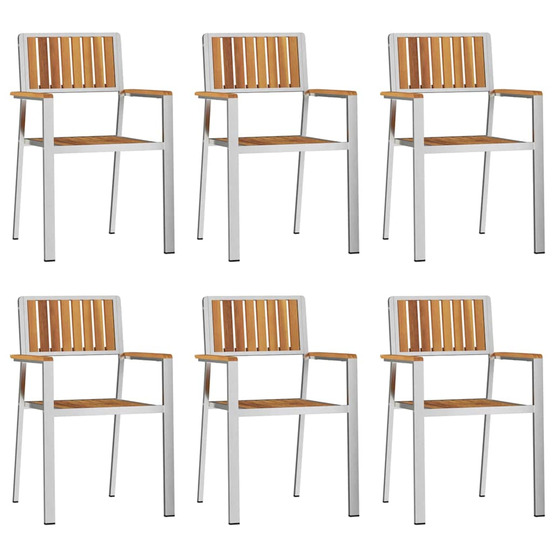 Chaise de jardin 6 pcs marron bois d'acacia massif