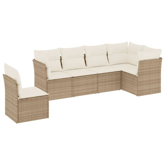 Salon de jardin avec coussins 6 pcs beige résine tressée