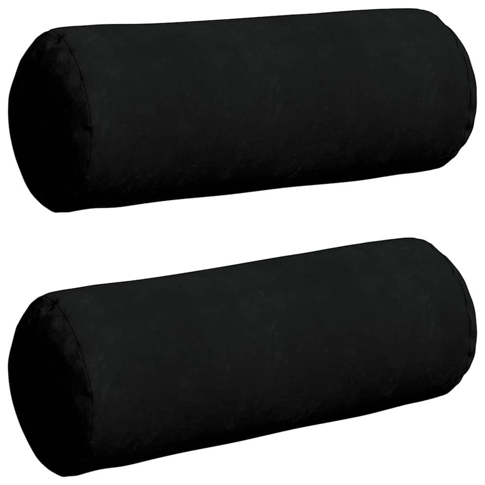 Coussins d'accent 2 pcs noir ø 25 x 70 cm tissu en microfibre