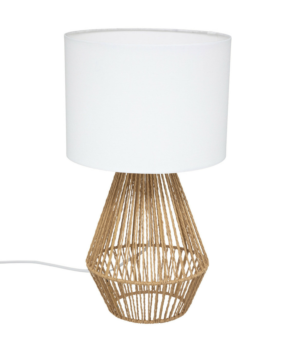 Lampe à poser en coton et métal h 40 cm