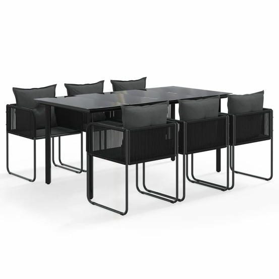 Ensemble à manger de jardin 7 pcs noir