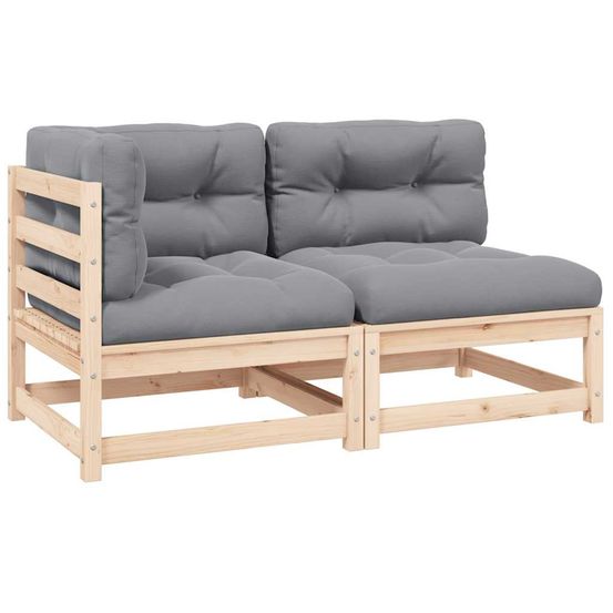 Salon de jardin 2 pcs avec coussins bois de pin massif