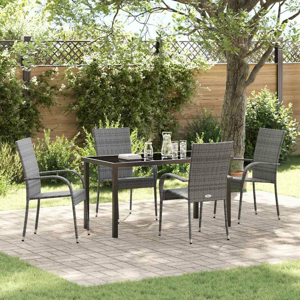 Ensemble de salle à manger pour jardin 5 pcs gris