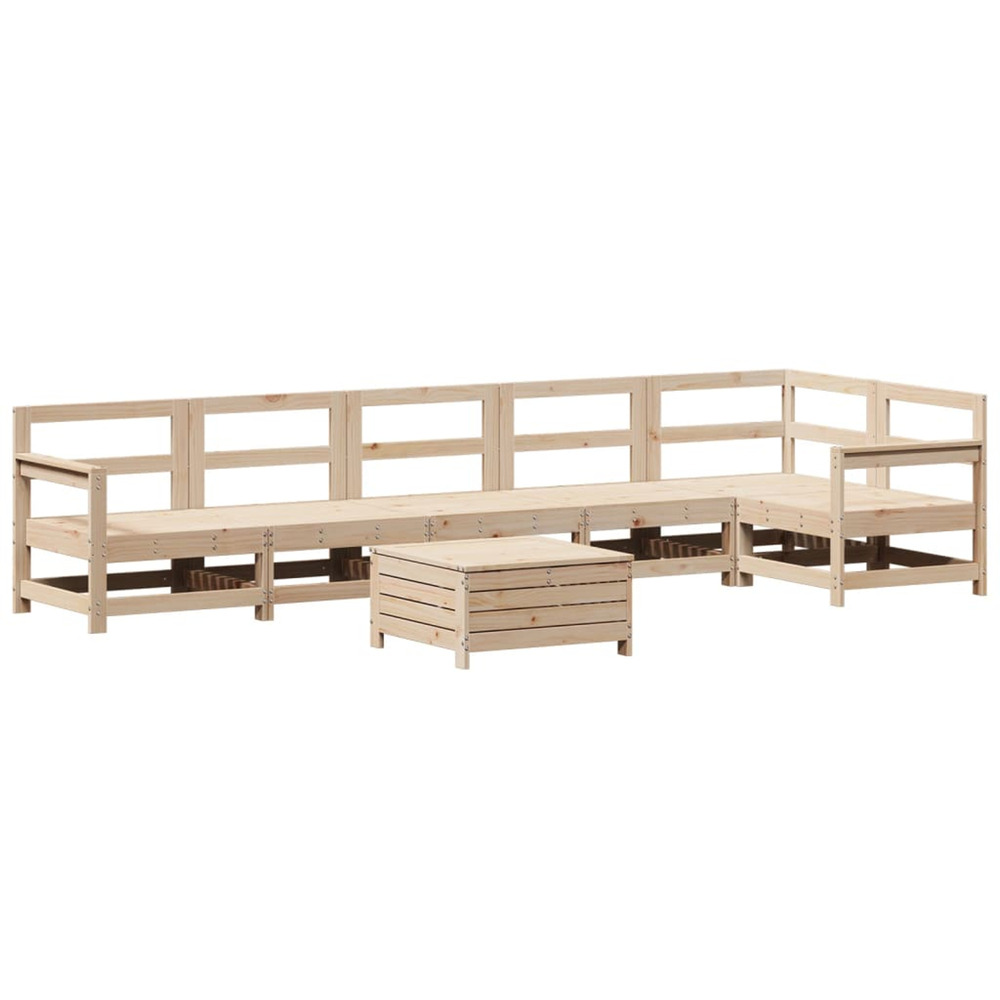 Salon de jardin 7 pcs bois de pin massif