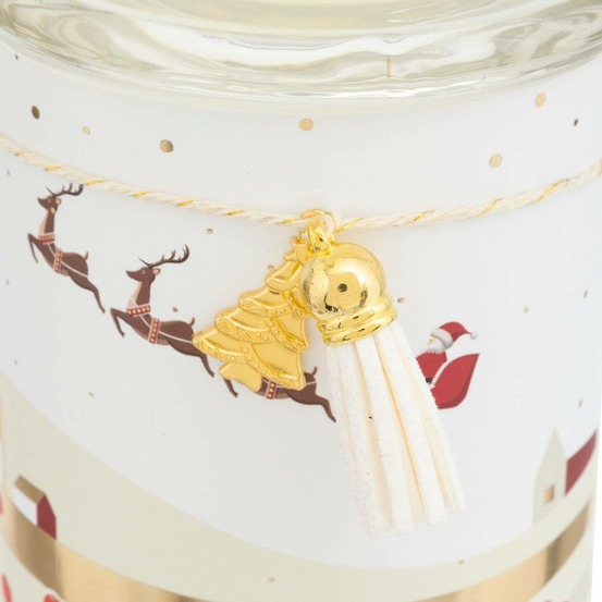 Bougie parfumée imprimée 265g pot verre assorti