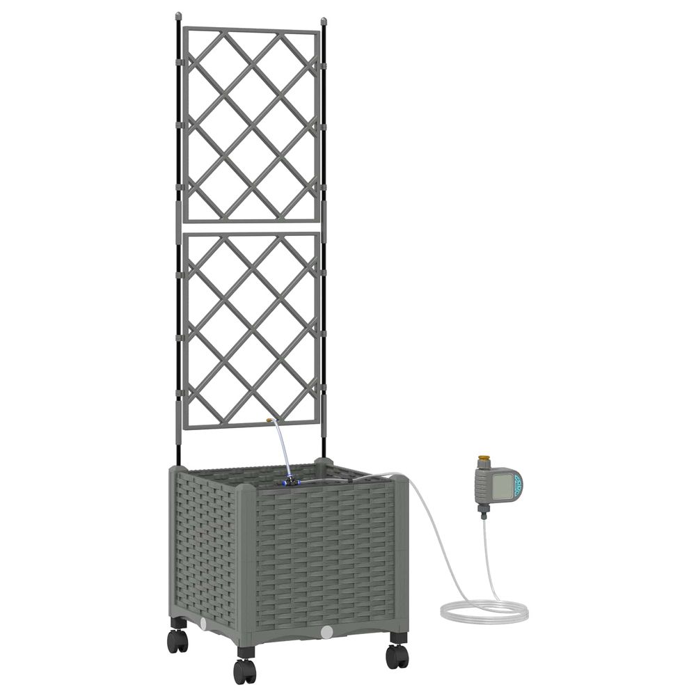 Porte-plante de jardin avec irrigation et roues gris clair pp