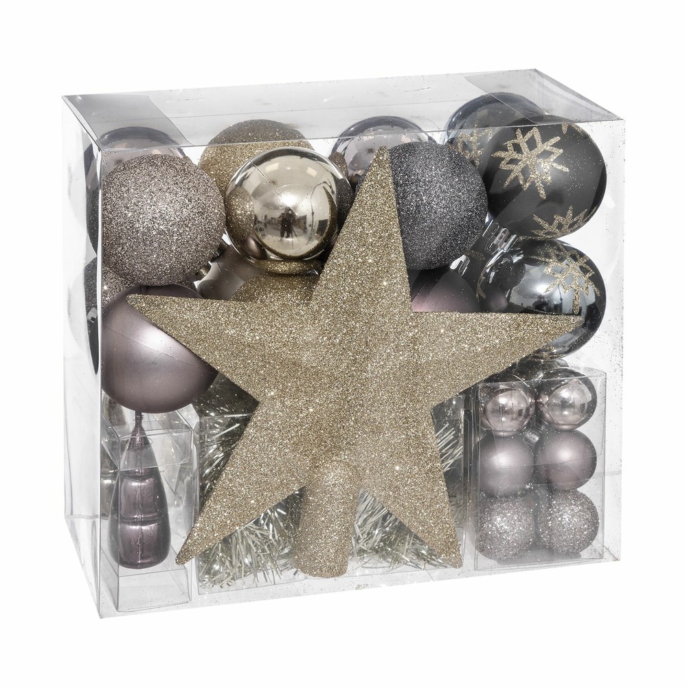 Coffrets décoration sapin de noël 44 pièces - champagne et violet