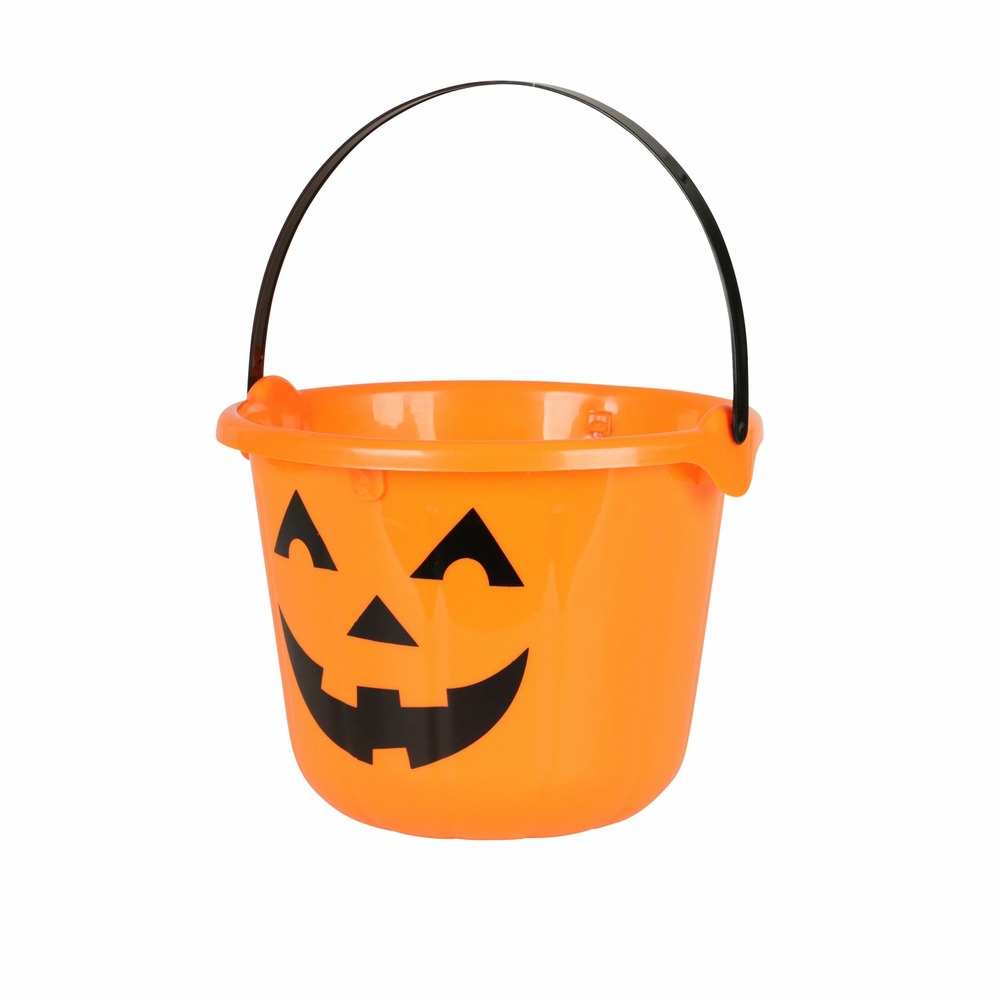 Décoration d'halloween - seau à bonbons citrouille - orange
