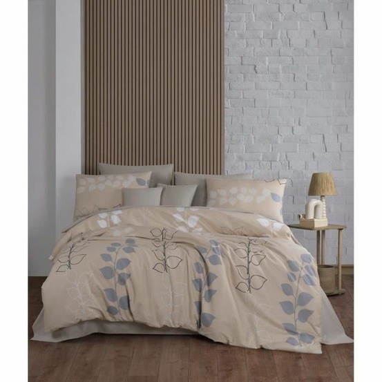 Parure de lit - housse de couette 220 x 240 + 2 taies d'oreiller 60 x 60 coton renforcé - beige