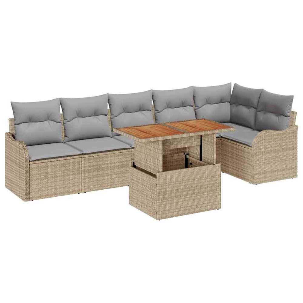Ensemble de canapé de jardin 7 pcs beige et gris clair