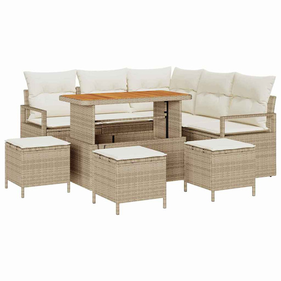 Ensemble de canapé de jardin avec coussin 9 pcs beige et crème