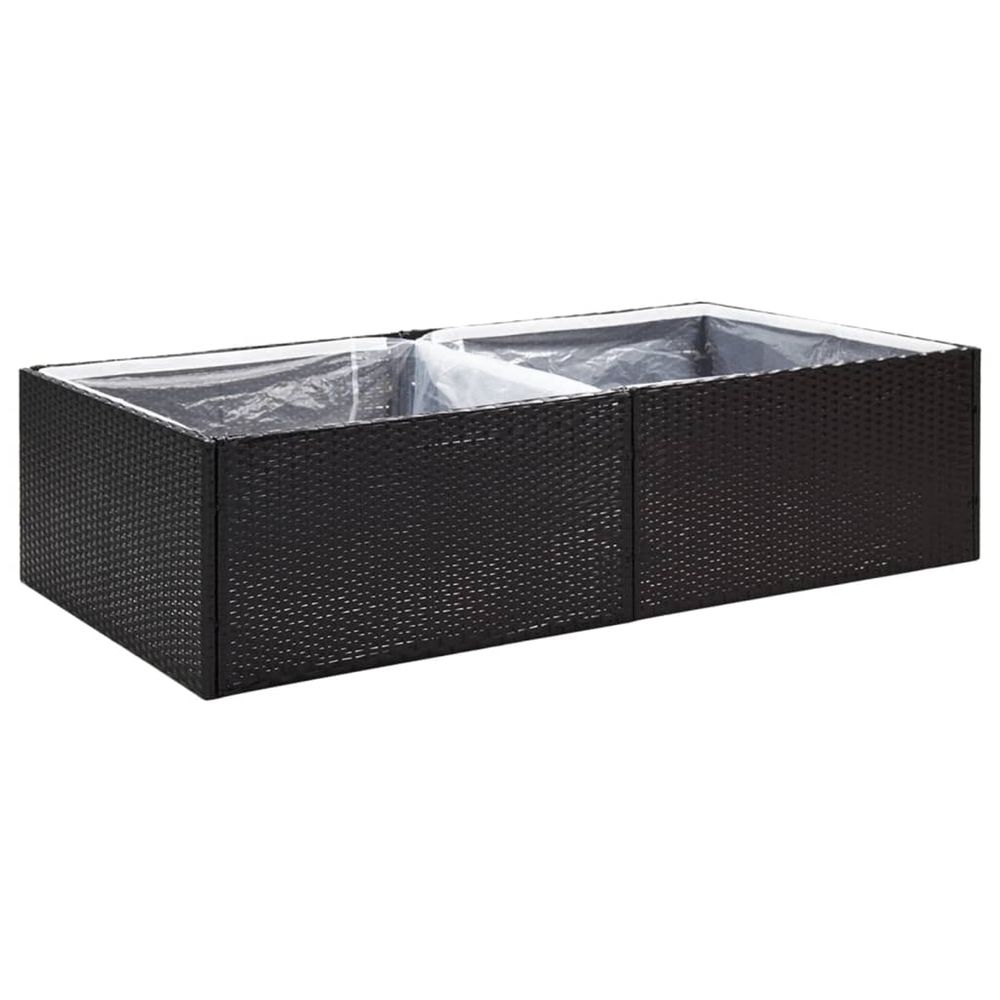 Jardinière d'extérieur noir 157x80x40 cm résine tressée