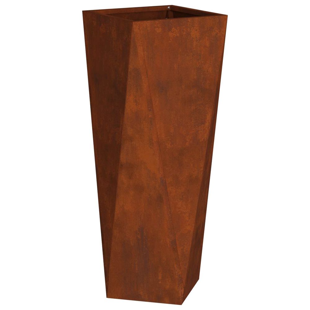 Jardinière d'extérieur rouillé 30 x 30 x 75 cm acier patiné