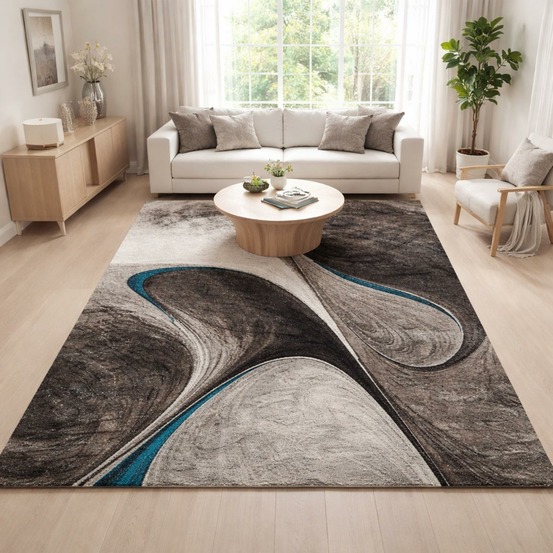 Tapis entrée 60x110 tissé noir rectangle motif géométrique lyn8 madila
