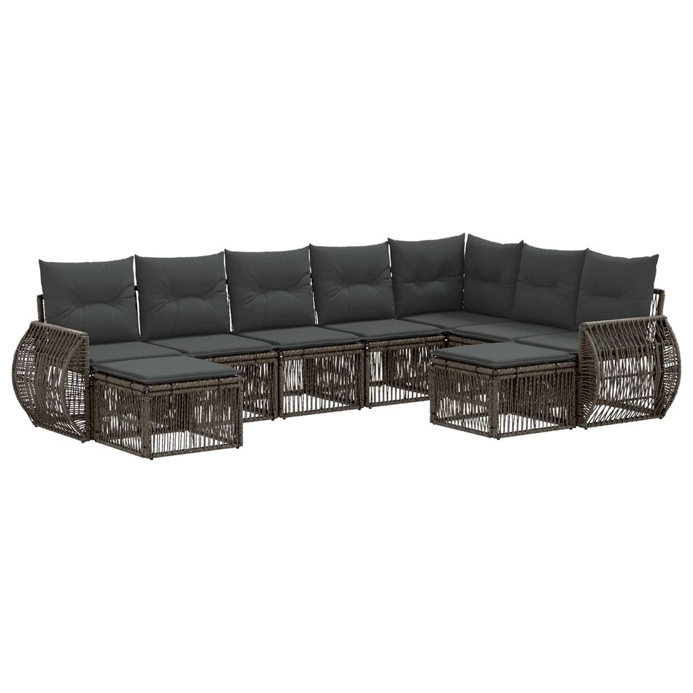 Ensemble de canapé de jardin 9 pc gris polyrotin