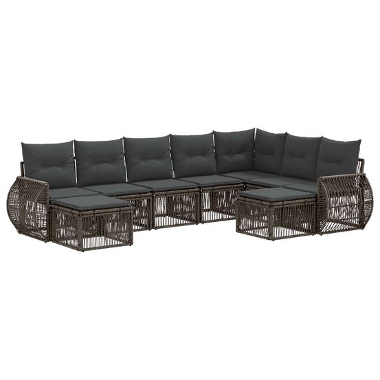 Ensemble de canapé de jardin 9 pc gris polyrotin