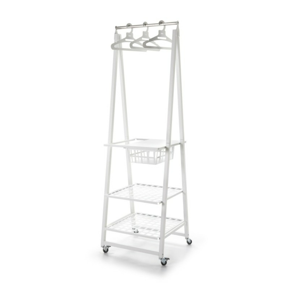 Portant à vêtements sur roulettes en métal, blanc, urban