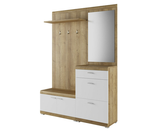 Thea - meuble d'entrée - effet bois et blanc - 135 cm - style scandinave
