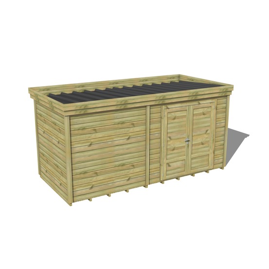 Abri de jardin bois pin traité autoclave 27mm - 4,69x2,14m / 10m2 - bac acier - plancher bois