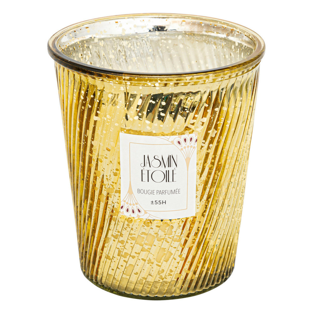 Bougie parfumée jasmin étoilé photophore en verre doré 630g