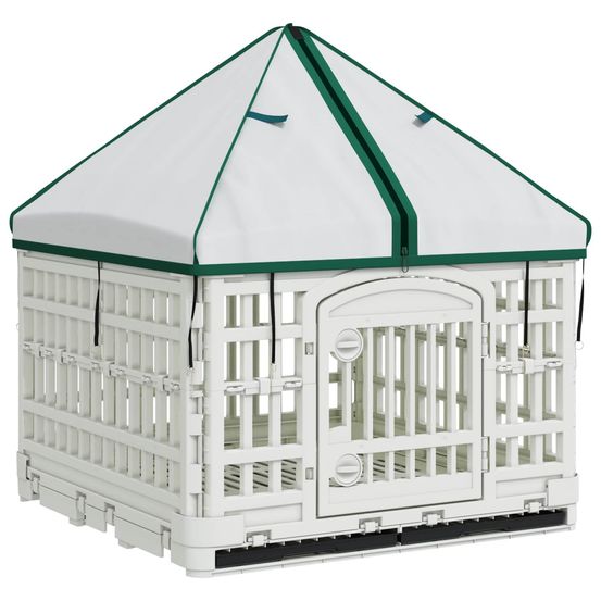 Panneau de jeu pour chien 4 panneaux avec toit plastique blanc