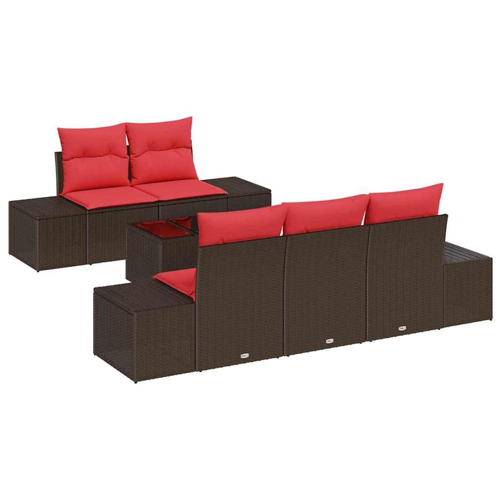 Ensemble de canapé de jardin 6 pc marron polyrotin