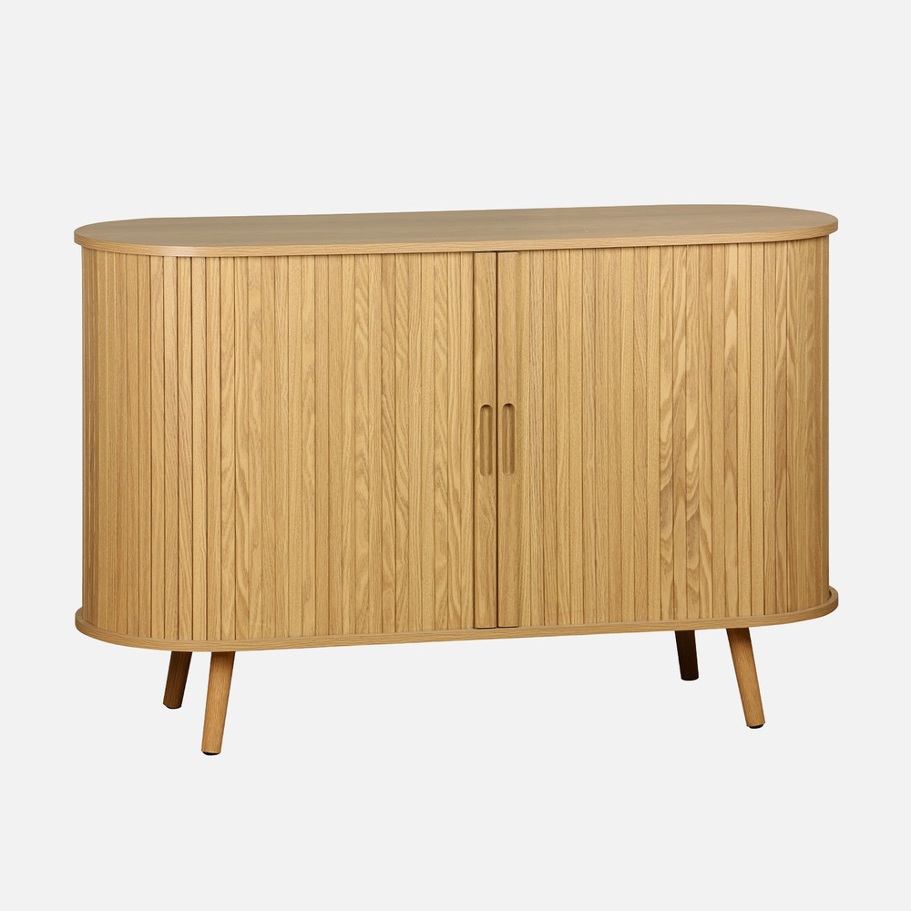 Buffet scandinave 2 portes coulissantes, 4 compartiments, buffet bas, l 120 x p 40 x h 75cm