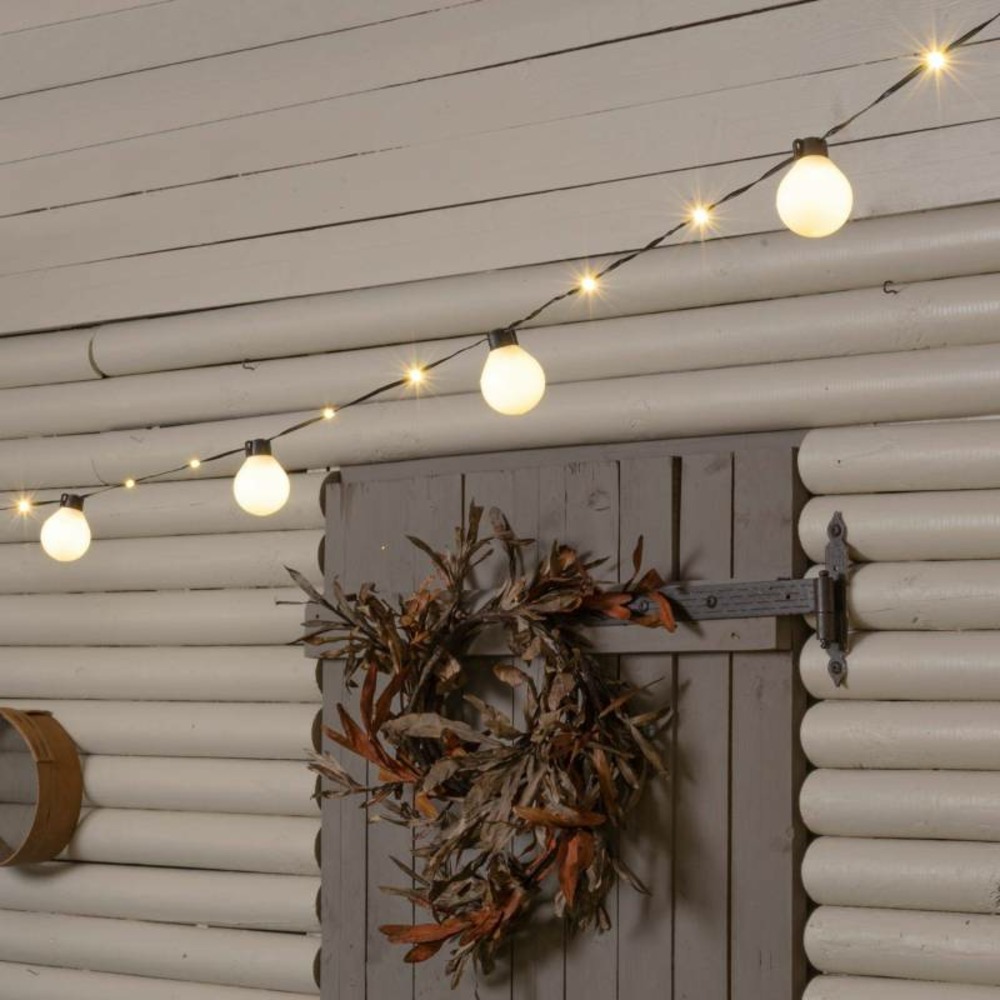 Guirlande guinguette solaire 8m avec câble illuminé 20 ampoules led 50cm lotti