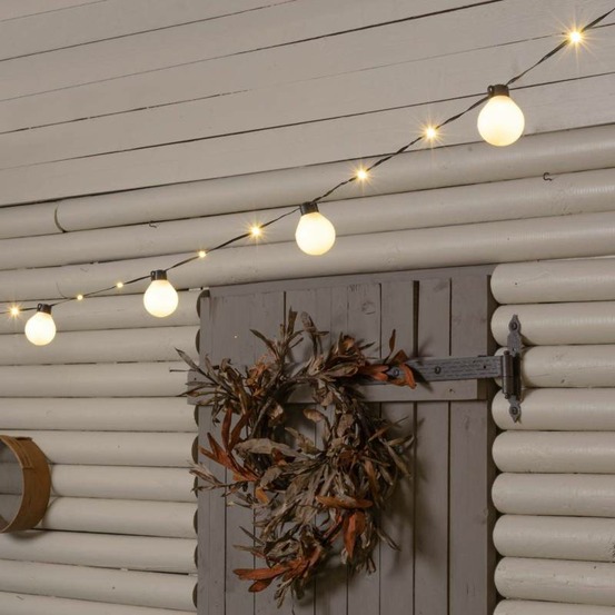 Guirlande guinguette solaire 8m avec câble illuminé 20 ampoules led 50cm lotti