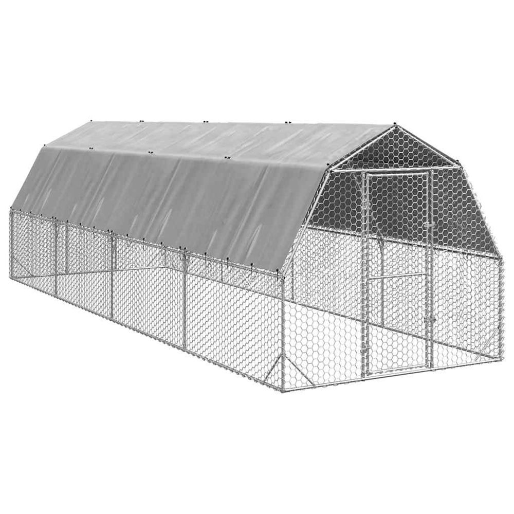 Poulailler avec toit 2,5x8x2,25 m acier galvanisé