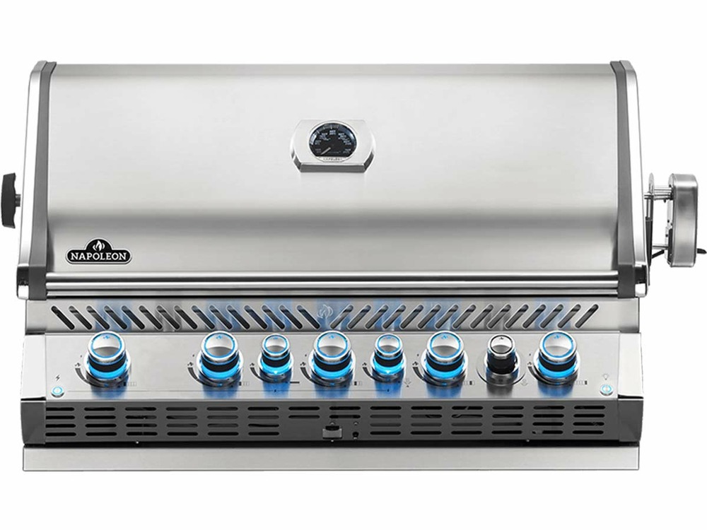 Barbecue gaz encastrable prestige pro 665 inox 5 brûleurs + sizzle zone + brûleu