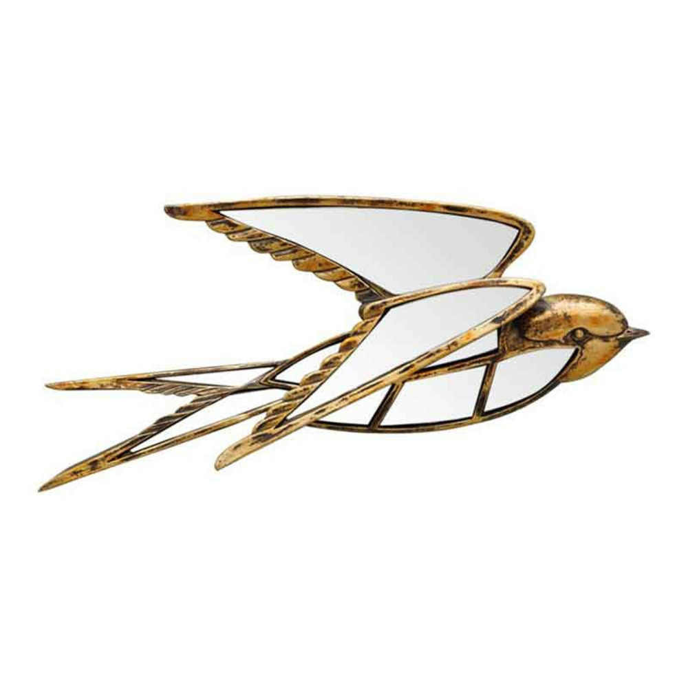 Miroir hirondelle en résine doré vieilli 41x18cm