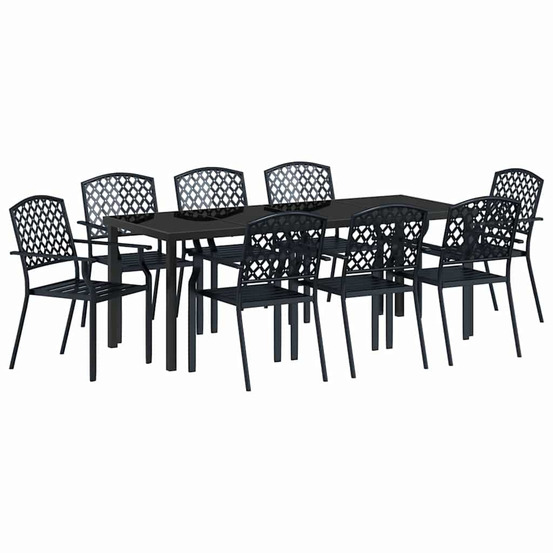 Ensemble de salle à manger pour jardin 9 pcs anthracite