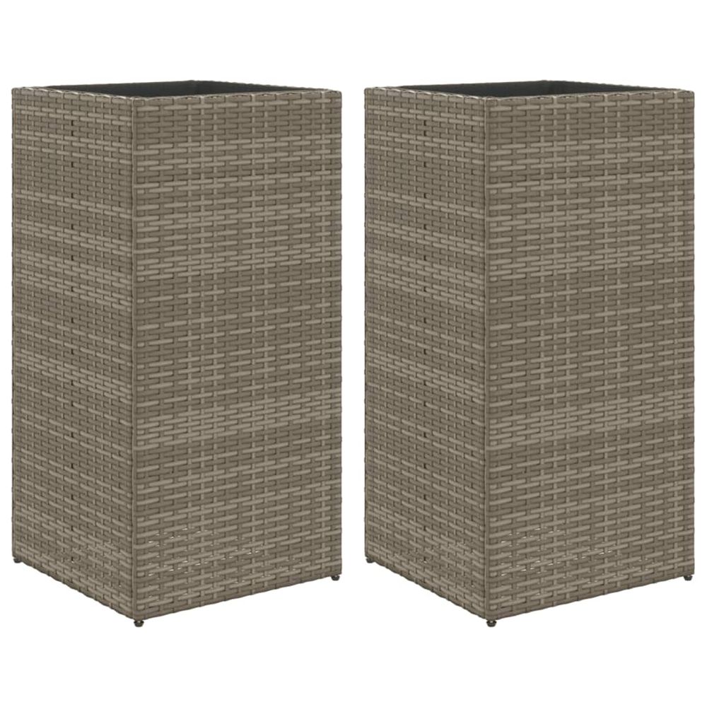 Jardinière d'extérieurs 2 pcs gris 40x40x80 cm résine tressée