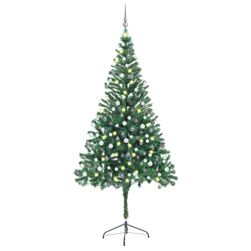 Arbre de noël artificiel pré-éclairé/boules 210 cm 910 branches