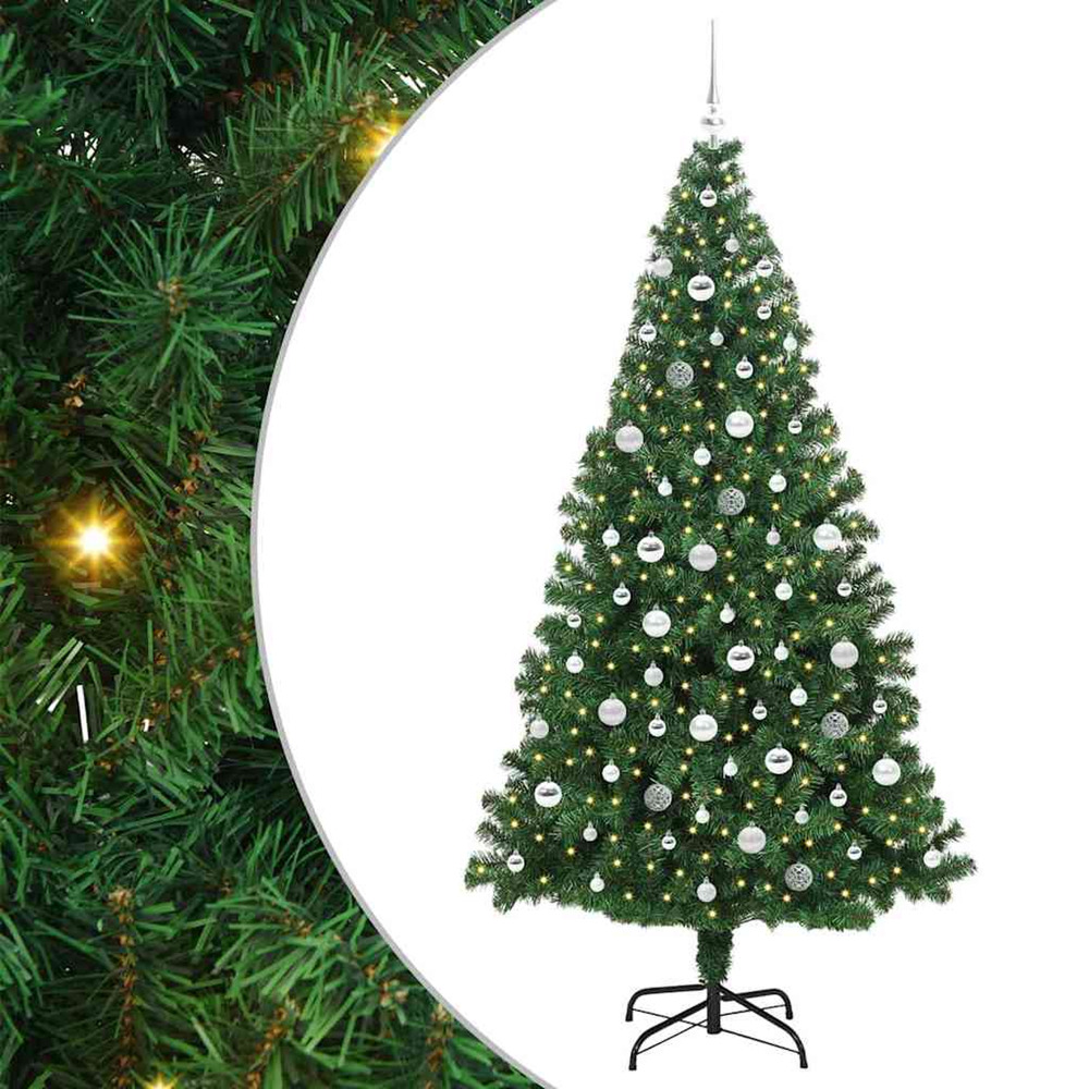 Sapin de noël artificiel vert 210 cm pvc, acier et plastique