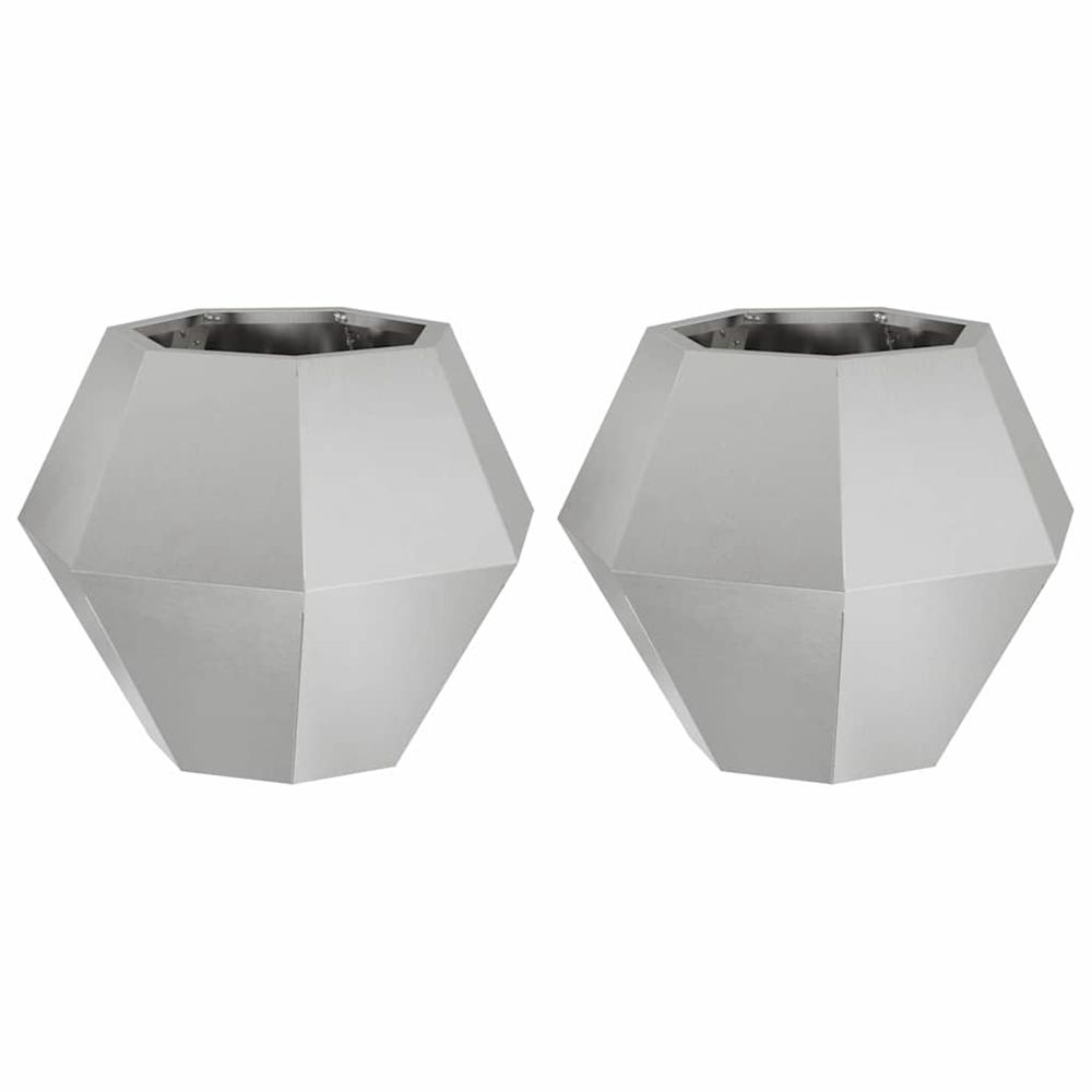Jardinière d'extérieur 2 pc argenté 50 x 50 x 40 cm acier inoxydable