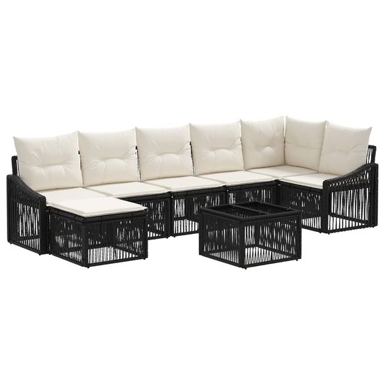 Ensemble de canapé de jardin 8 pc noir polyrotin