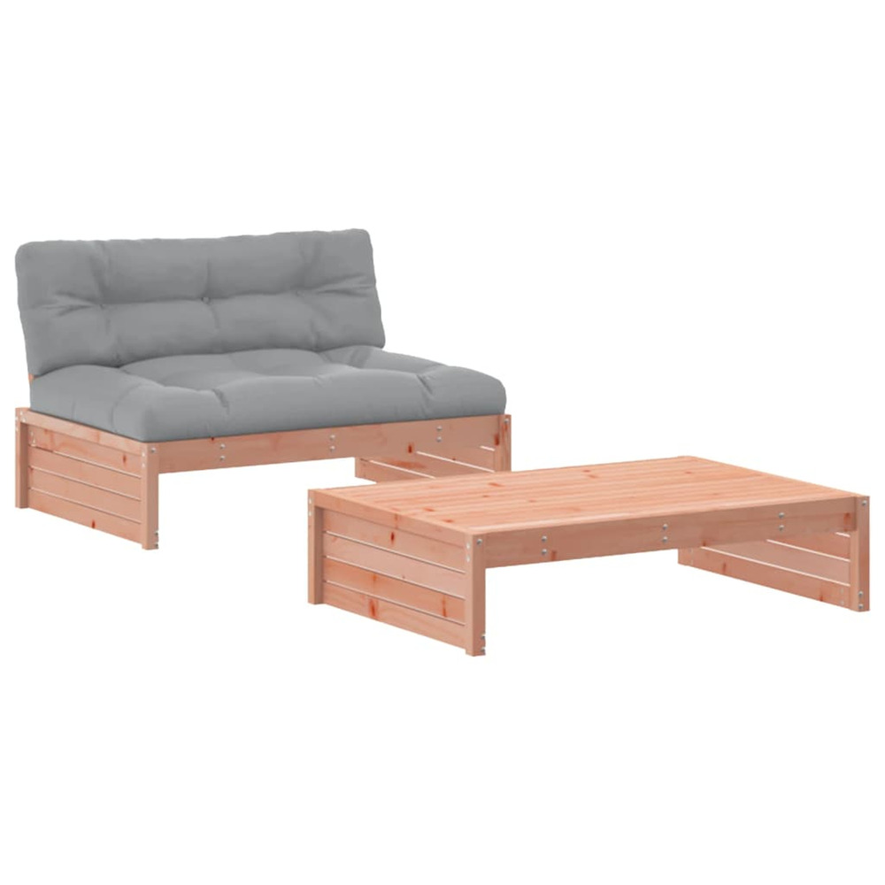 Salon de jardin 2 pcs avec coussins bois massif douglas