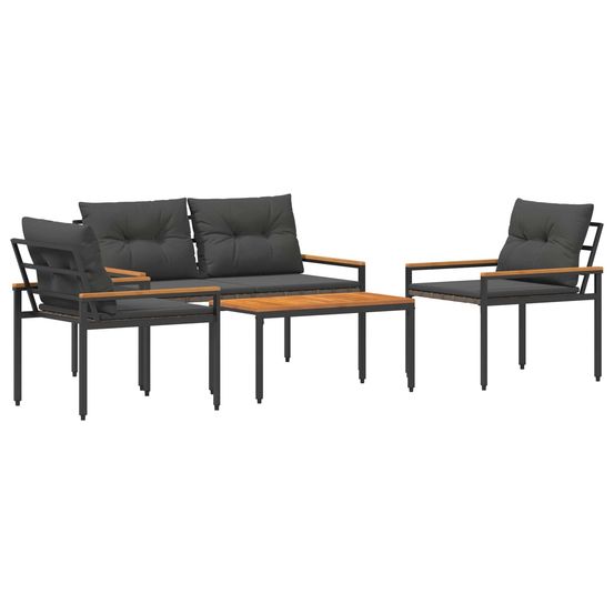 Ensemble de meubles d'extérieur 4 pc gris foncé polyrotin