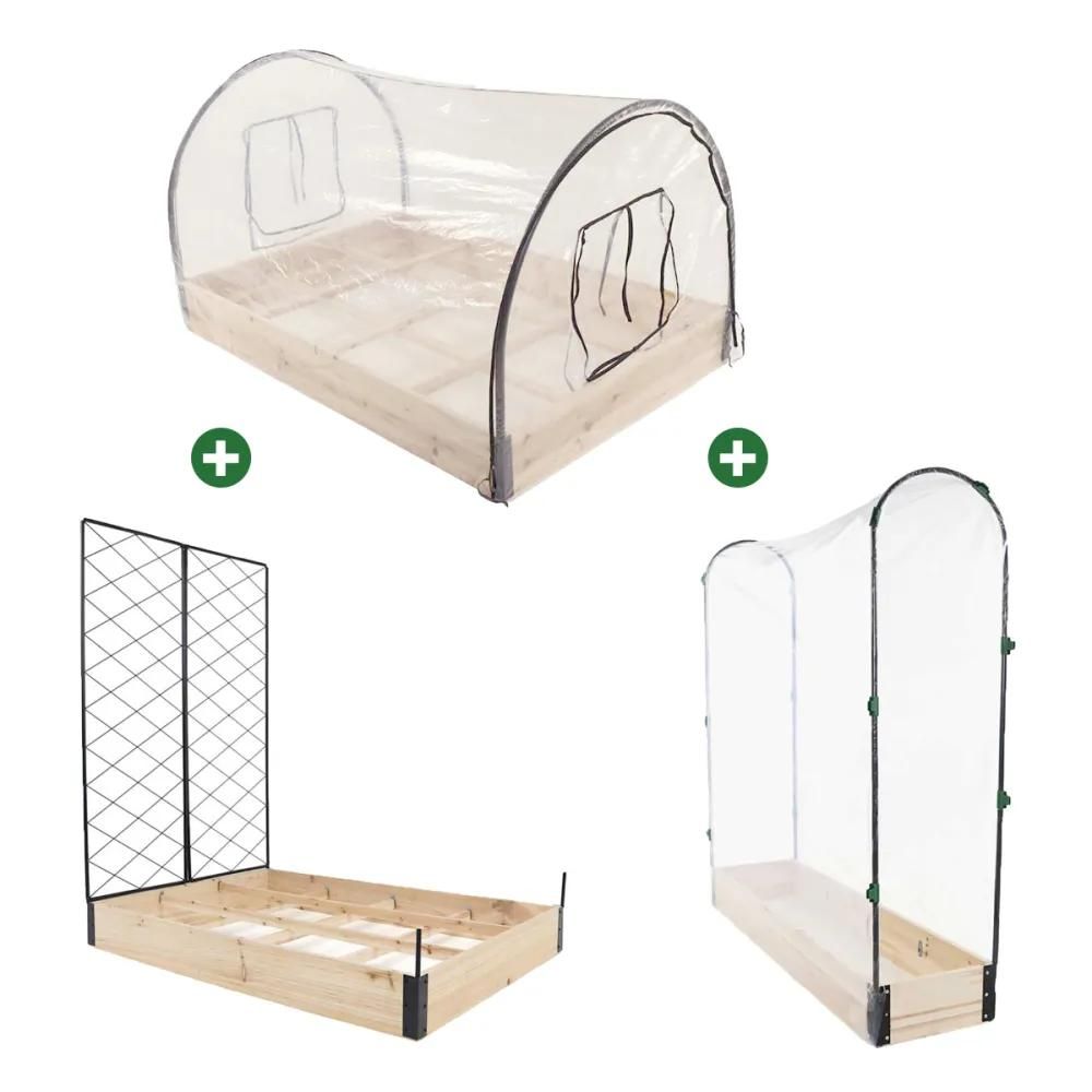 Lot de 3 carrés potager en bois de sapin