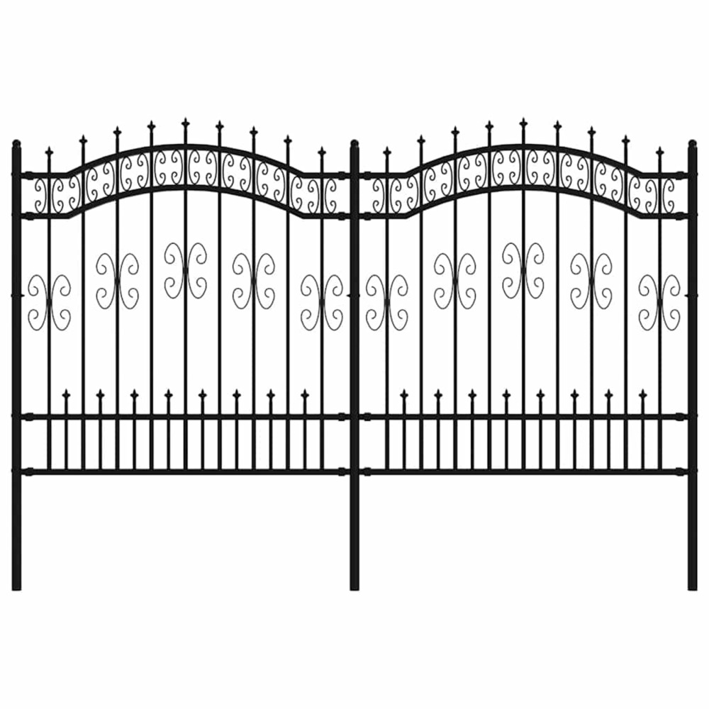 Clôture de jardin kampen avec pointe en forme de lance, acier noir 240 x 125 cm