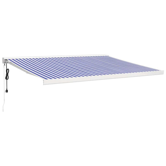 Auvent rétractable bleu et blanc 4x3 m tissu et aluminium