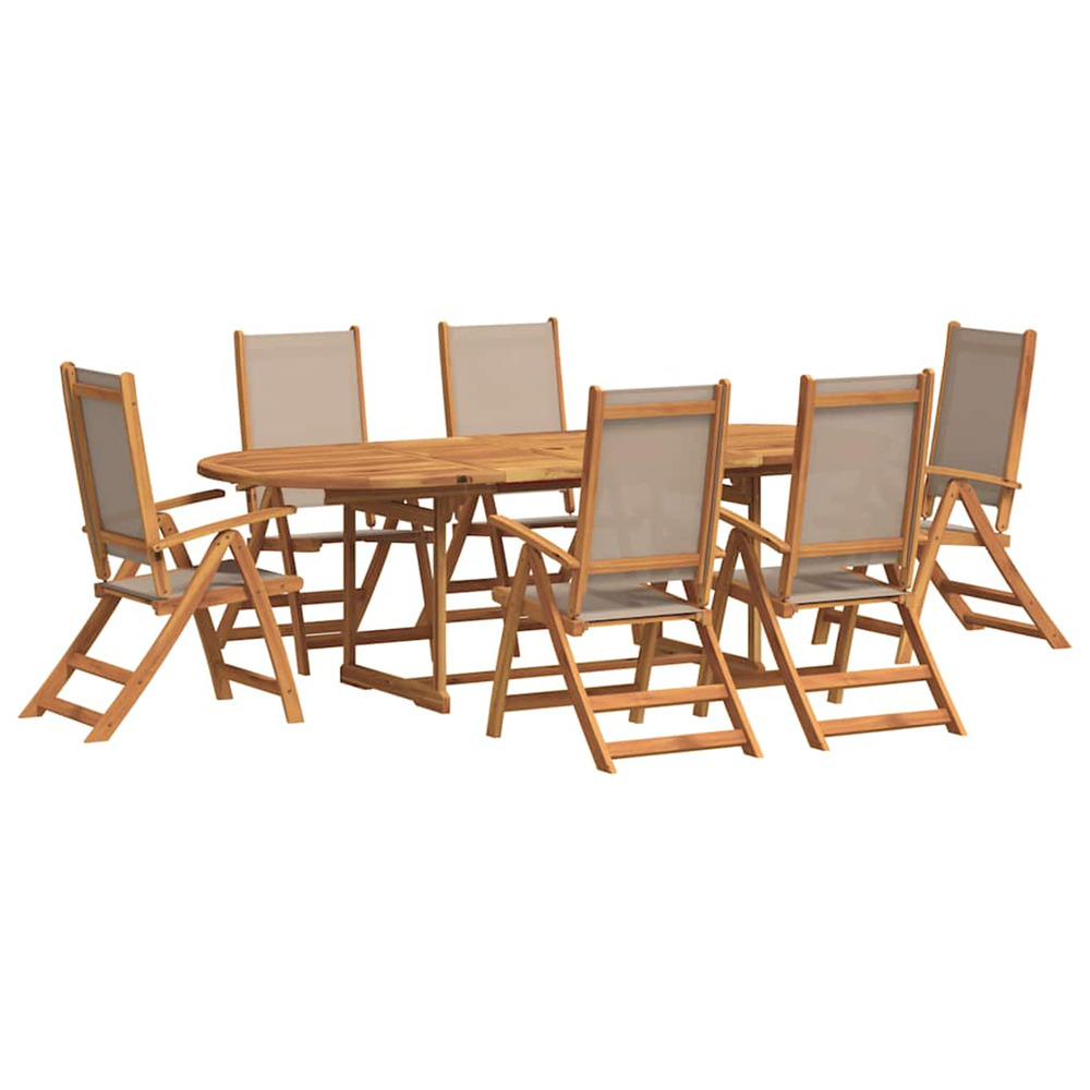 Ensemble à manger de jardin 7pcs bois d'acacia solide textilène