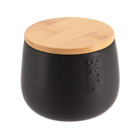 Boite a coton dolomite ronde bath - noir/bambou