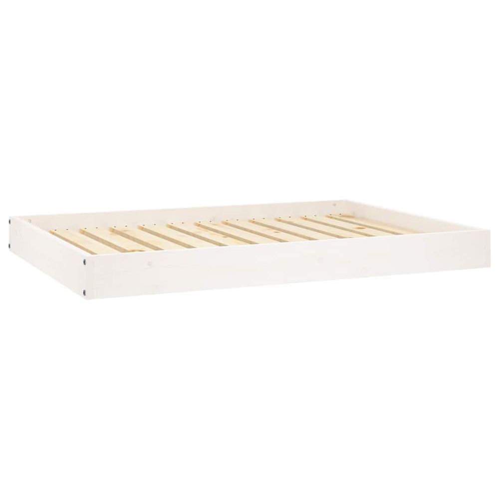 Lit pour chien blanc 101,5x74x9 cm bois de pin solide